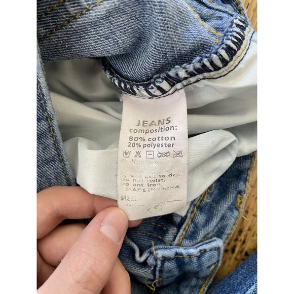 Romwe Womens Denim blue High rise Shorts xs cotton button cutoff bermuda cuffed - Picture 5 of 6